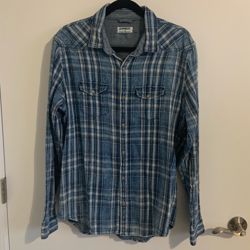 Jean plaid “button up”